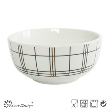 Porcelana branca 5.5inch com a bacia de arroz verificada do decalque